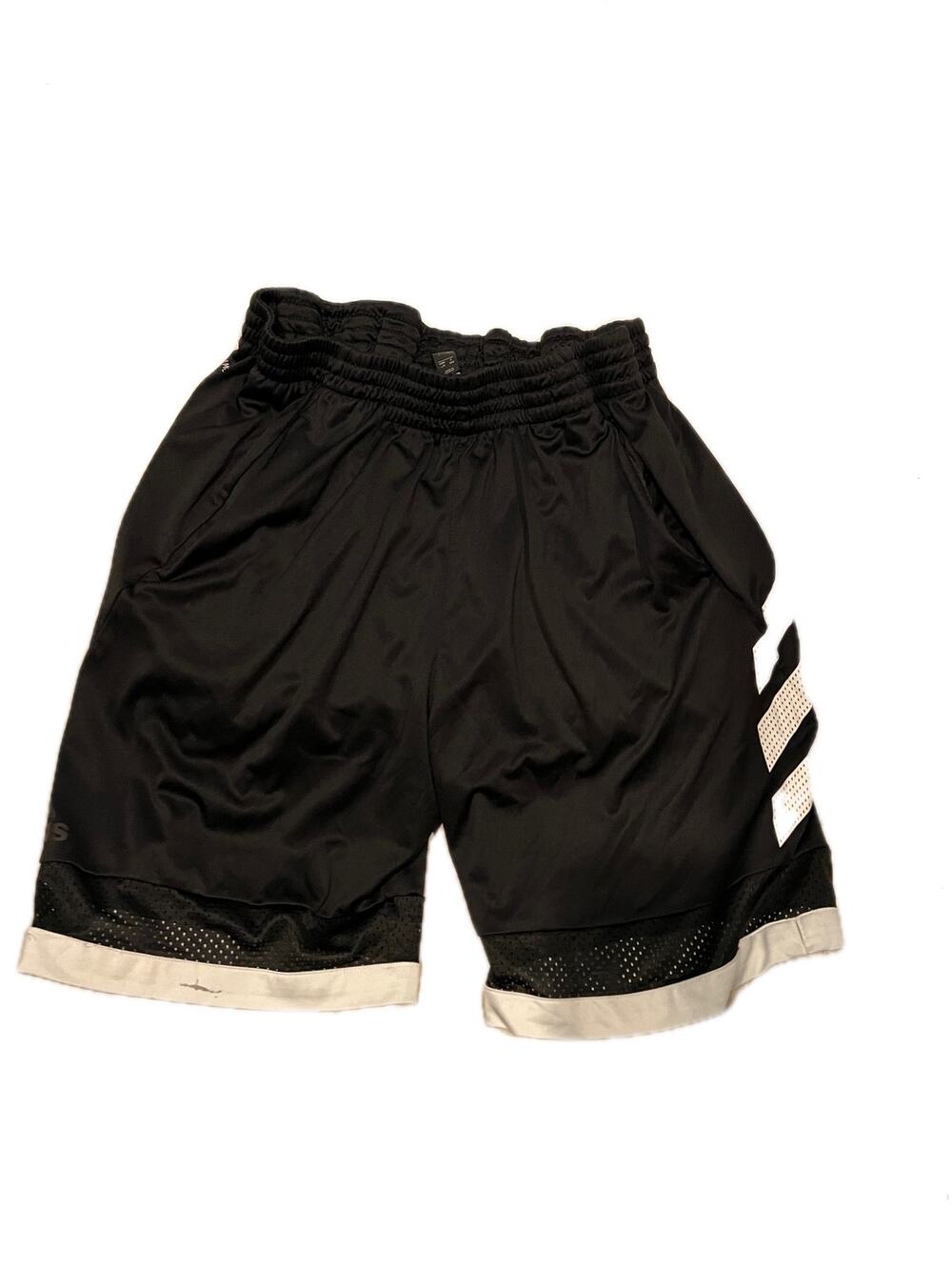 Adidas 3 Stripe Black White Basketball Shorts Mens Large